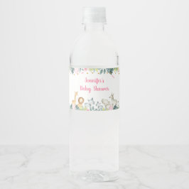 Pink Safari Jungle Baby Dusche Wasserflaschenetikett