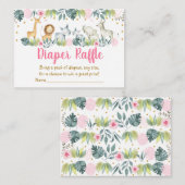 Pink Safari Jungle Baby Dusche Windeln Raffle Begleitkarte (Vorne/Hinten)