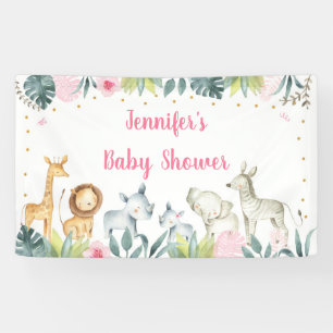 Pink Safari Jungle Babydusche Banner