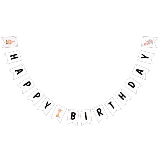 "Pink Safari Jungle Geburtstag Wimpelkette (Alle)