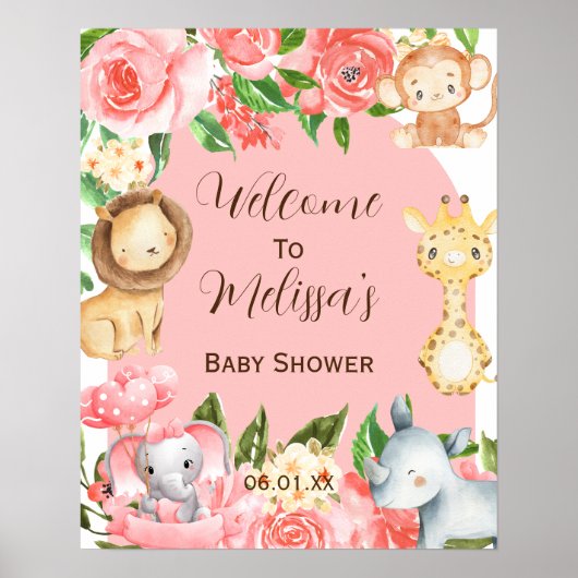 Pink Safari Thema Empfang Plakat (Vorne)