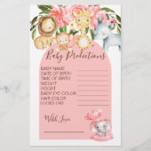 Pink Safari Thema Kinderdusche Vorhersagen Spiel (Vorderseite)