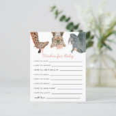 Pink Safari Tiere wünscht eine Babykarte (Stehend Vorderseite)