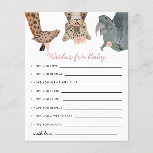 Pink Safari Tiere wünscht eine Babykarte (Vorderseite)