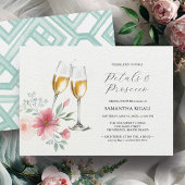 Pink & Sage Blue Petals & Prosecco Brautparty Einladung