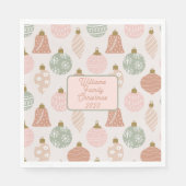 Pink Sage Boho Ornamente Personalisiert Weihnachte Serviette (Vorderseite)