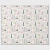 Pink Sage Boho Trees Weihnachtsfeiertag Geschenkpapier (Flach)