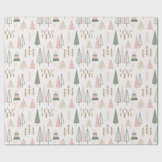 Pink Sage Boho Trees Weihnachtsfeiertag Geschenkpapier (Flach)
