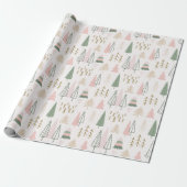 Pink Sage Boho Trees Weihnachtsfeiertag Geschenkpapier (Ungerollt)