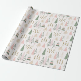 Pink Sage Boho Trees Weihnachtsfeiertag Geschenkpapier