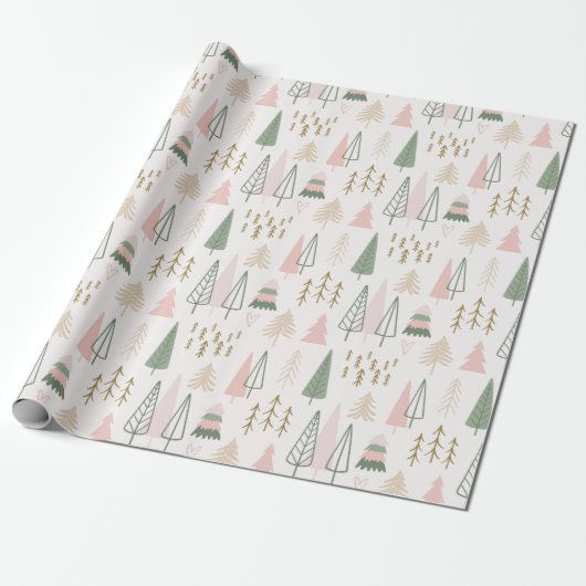 Pink Sage Boho Trees Weihnachtsfeiertag Geschenkpapier (Ungerollt)