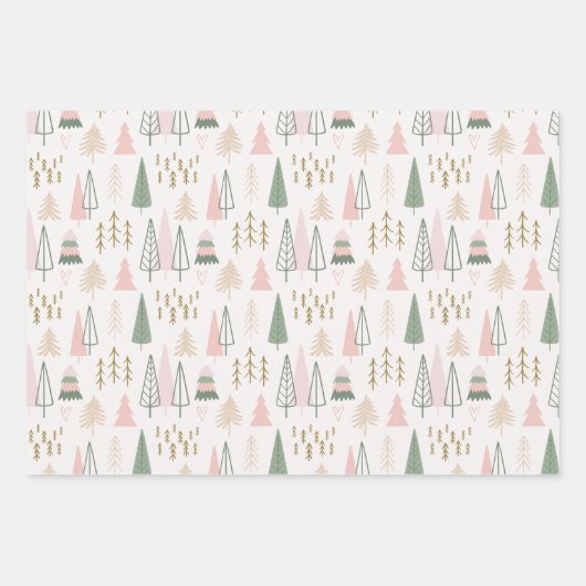 Pink Sage Green Boho Weihnachtsbaum Geschenkpapier Set (Vorderseite)
