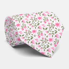 Pink & Sage Green Floral Muster Krawatte