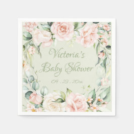 Pink Sage Green Floral Personalisiert Baby Dusche Serviette