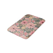 Pink Sage Green Flowers Leave Watercolor Badematte (Schrägansicht)