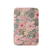 Pink Sage Green Flowers Leave Watercolor Badematte (Vorderseite Vertikal)