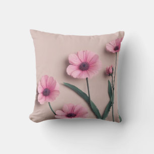 Pink Sage Green Flowers Leave Watercolor Kissen