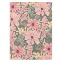 Pink Sage Green Flowers Leave Watercolor