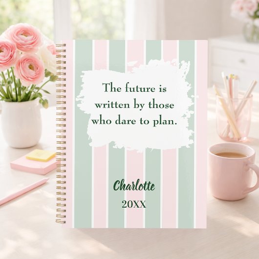 Pink sage green inspirational quote writing 2026 planer