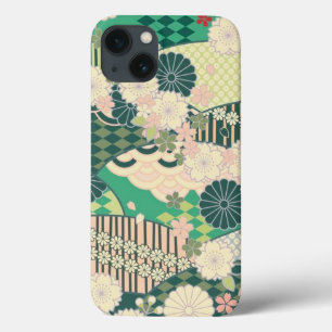 Pink Sage Green Japanische Kimono Blume Case-Mate iPhone Hülle