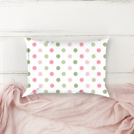Pink & Sage Green Pastel Polka Dot Dekokissen