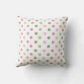 Pink & Sage Green Pastel Polka Dot Kissen (Rückseite)