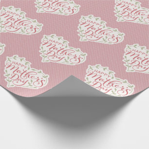 Pink Sage Happy Mother's Day Typografy Herz Geschenkpapier