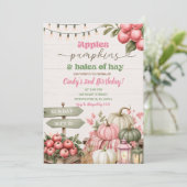 Pink Sage Rustikaler Herbst-Geburtstag Einladung (Stehend Vorderseite)