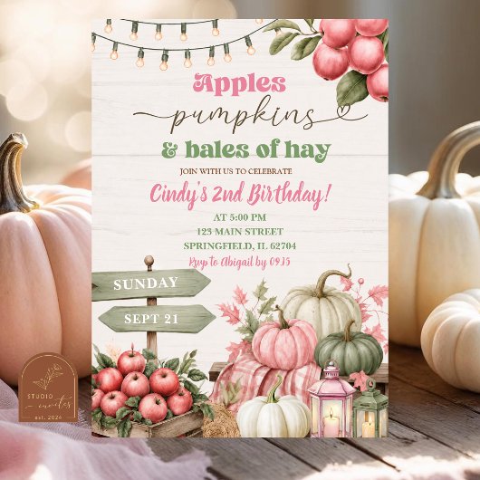 Pink Sage Rustikaler Herbst-Geburtstag Einladung