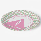 Pink Sailboat Girl Nautical Baby Dusche Pappteller (Schrägansicht)