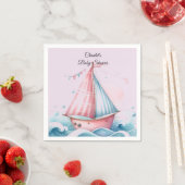 Pink Sailboat Nautical Baby Dusche Papier Napkins Serviette (Beispiel)
