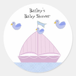 Pink Sailboat Personalisiert Babydusche Runder Aufkleber