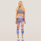 Pink Sakura Blume Blue Sky Capri Leggings (Vorderseite)