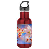 Pink Sakura Blume Blue Sky Edelstahlflasche (Vorderseite)