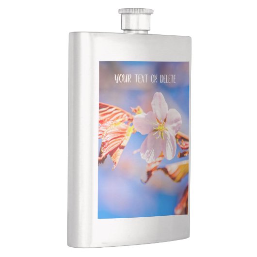 Pink Sakura Blume Blue Sky Flachmann (Rechts)