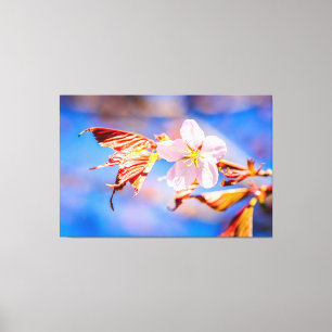 Pink Sakura Blume Blue Sky Leinwanddruck