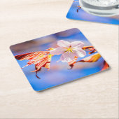 Pink Sakura Blume Blue Sky Rechteckiger Pappuntersetzer (angewinkelt)