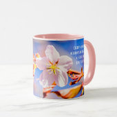 Pink Sakura Blume Blue Sky Tasse (VorderseiteRechts)