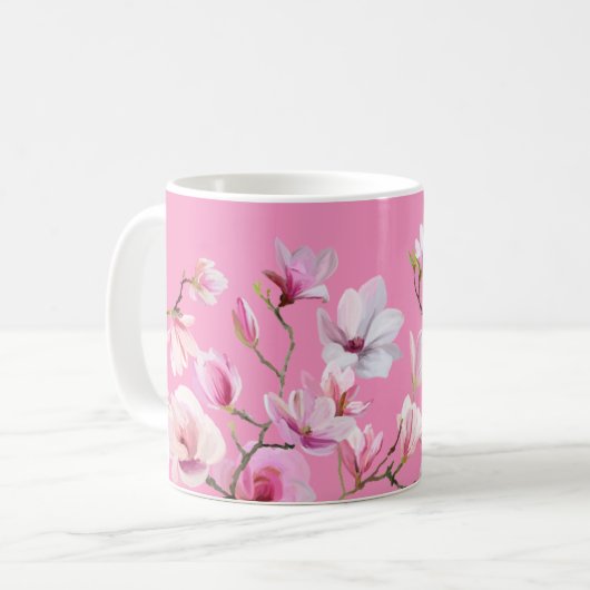 Pink Sakura Blume Design Kaffeetasse (Vorderseite Links)