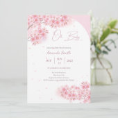 Pink Sakura Cherry Blossom Girl Babydusche Einladung (Stehend Vorderseite)