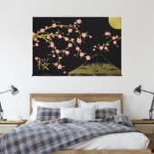 Pink Sakura Gold Black Japanese Screen Poster Leinwanddruck (Insitu (Schlafzimmer))