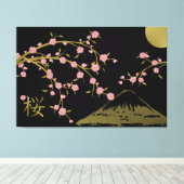 Pink Sakura Gold Black Japanese Screen Poster Leinwanddruck (Insitu (Holzboden))