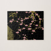 Pink Sakura Gold Black Japanese Screen Puzzle (Horizontal)