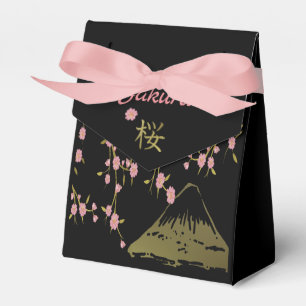 Pink Sakura Gold Schwarz Japanisch Print Feed Box Geschenkschachtel