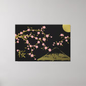 Pink Sakura Gold Schwarzes Japanisches Screen Post Leinwanddruck (Vorderseite)
