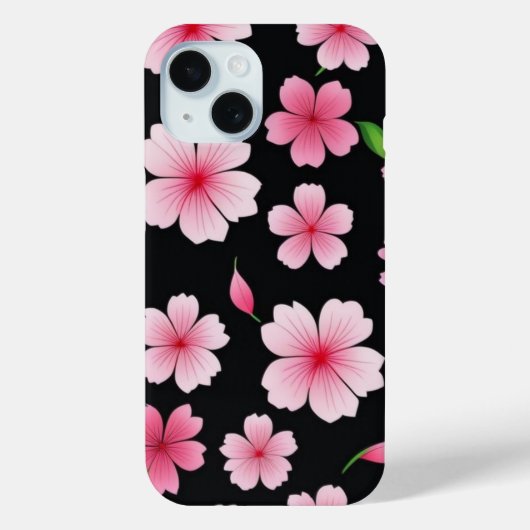 Pink Sakura Kirry Blossom auf schwarzem Hintergrun Case-Mate iPhone Hülle (Rückseite)