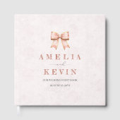 Pink Sakura Ribbon Engagement Party Gästebuch (Vorderseite)