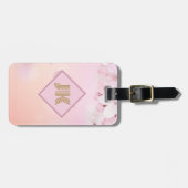 Pink Sakura tree Monogramm personalisieren Gepäckanhänger (Vorderseite horizontal)