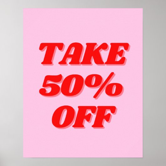 Pink Sale-Zeichen, 50% Rabatt auf Verkauf Poster (Vorne)