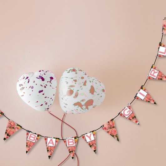 Pink Salmon Heirloom Rose Floral Patten Baby Girl Wimpelkette